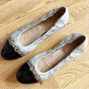 AGL Attilio Giusti Leombruni Monika Flats Sz 39.5 Metallic Cap Toe Patent Italy